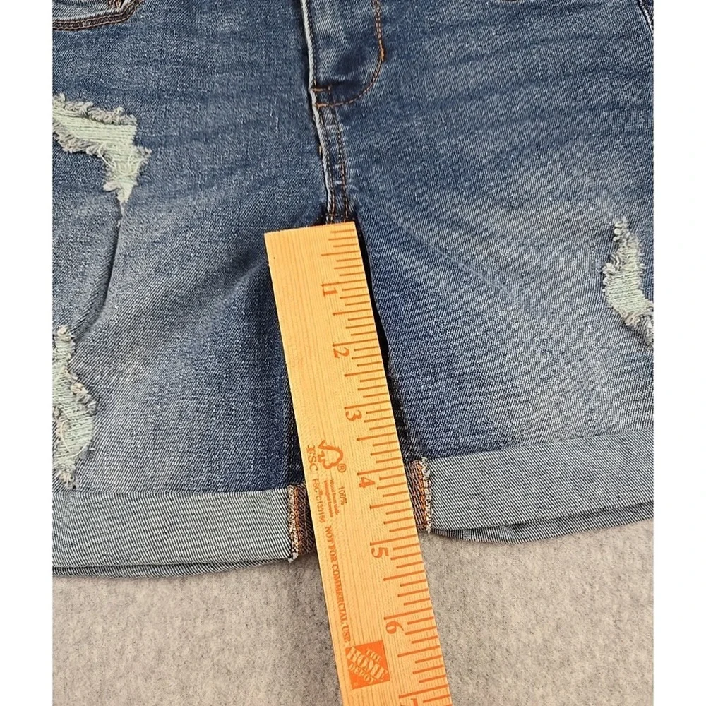 SO Jean Shorts Girls Size 8 Mid Rise Denim Bermuda Short Distressed Jeans NWT‎
